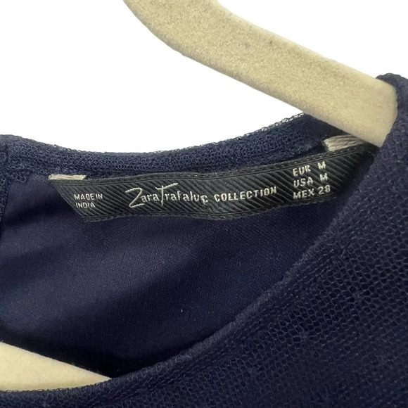 Zara Trafaluc Collection sleeveless blue button back dress w/tule dots medium - Picture 4 of 8